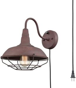 YUBOLE Plug-in Wall Sconce Rustic Cage Wall Light Gooseneck Hardwired Sconce Lighting for Bedroom Bar Basement