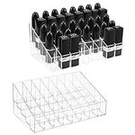 Hedume 2 Pack Lipstick Holder, 40 Slot Acrylic Lipstick & Makeup Organizer, Clear Cosmetic Display Case for Lipstick, Brushes, Bottles