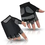 HuwaiH Cycling Gloves for Men/Women Anti Slip Shock Absorbing Biking Gloves Half Finger Gel Pad Bicycle Gloves Breathable Bike Gloves (Black/Gray, Medium)