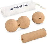 Navaris Cork Massage Roller Ball Set (3 Pieces) - Includes Cork Peanut Roller, Cork Massage Ball, Cork Mini Roller - Rollers for Back and Muscles