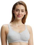 Jockey FE41 Women's Wirefree Non Padded Super Combed Cotton Elastane Stretch Full Coverage Everyday Bra with Concealed Shaper Panel and Broad Fabric Straps_Steel Grey Melange_34B