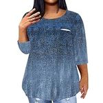 3/4 Sleeve Shirts for Women Plus Si