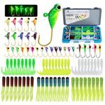 CWSDXMIce Fishing Jigs Kit, Ice Fishing Lures Glow in The Dark Ice Jigs | Soft Baits Ice Fishing Jig Heads Walleye Crappie Jigs Set 78Pcs