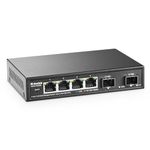 MokerLink 4 Port 2.5G Managed Ethernet Switch with 2x10G SFP, 4 x 2.5G Base-T Ports Compatible with 10/100/1000Mbps, Metal Web Managed Fanless Network Switch