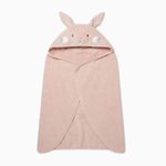 MORI Baby Boys and Girls Hooded Bunny Kids Towel in Blush - 100% Organic Cotton Unisex Infant Soft Blanket - Absorbent and Long Lasting - 100 x 88 cm