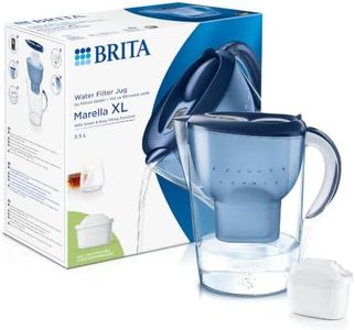 BRITA Water Filter Jug Marella Blue (3.5L) incl. 1 MAXTRA PRO cartridge - large-volume jug with digital LTI & Flip-Lid reduces chlorine, limescale & impurities.