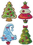 Counted Cross-Stitch Kit on Plastic Canvas with Christmas Trees. 4 Winter Ornaments Different Dimensions 141CS. Superb for Art & Craft Amateurs