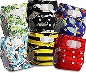 Littles and Bloomz Baby Reusable Pocket Nappy Cloth Diaper, Standard Hook-Loop, 6 Nappies, FLV2-0609