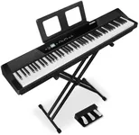 MOSEN Digital Piano 88-Key Full Size Weighted Piano, Electronic Keyboard Piano, Hammer Action, with Music Stand, Double X frame, 3-Pedal, 10+Voice Settings, for Beginner Professional at Home/Stage
