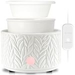 Electric Wax Melt Burner - Oil Burner Scented Candle Warmer with 4 Timer & 1pc Silicone Dish Ceramic 4-in-1 Wax Melts Warmer for Home Office Bedroom Aromatherapy Gift and Decor