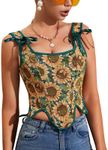 Alivila.Y Fashion Womens Sexy Vintage 1920s Renaissance Lace Trim Corset Bustier, Sunflower, Medium