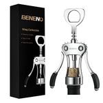 Corkscrew Bottle Opener, Beneno Premium Corkscrews Wine Bottle Opener with Multifunctional Corks and Caps Bottle Opener, Silver