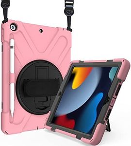 ProCase iPad 10.2 Case 2021 iPad 9th/2020 iPad 8th/2019 iPad 7th Generation Case, Rugged Heavy Duty Shockproof Rotatable Kickstand Protective Cover for 10.2" iPad 9th/8th/7th Gen -Pink