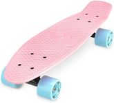 Xootz 22 Inch PP Cruiser Pastel Pink - Kids Mini Skateboard with PP Deck, Beginner Friendly, Compact Skateboard