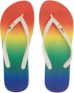 Swalker Man & Women's Flip Flop Sandal Rainbow print in Recyclable Rubber Sole with Non-Slip Pattern & Bouncy Footbed, Rainbow, 7