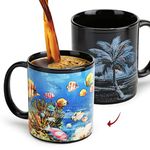 Cute Tea Cup Ceramic Coffee Mug, Funny Color Changing Cups 11 oz, Magic Mugs for Coffee Tea Milk, Unique Birthday Gifts For Kid Women, Sea World Revealed When Hot Liquid is Added.