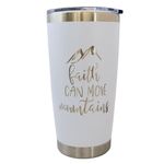 Faith Can Move Mountains Bible Verse Coffee Mug, Pastor Appreciation Gifts for Women, Men, Scripture Mugs (White)