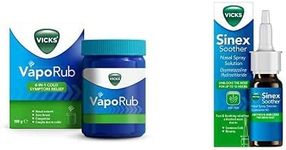 Vicks Bundle for Day and Night Relief: VapoRub 100 gr for Relief of Cough Cold & Flu Like Symptoms, Sinex Soother 15 ml, Decongestant Nasal Spray for Blocked Nose Due to Cold Or Rhinitis