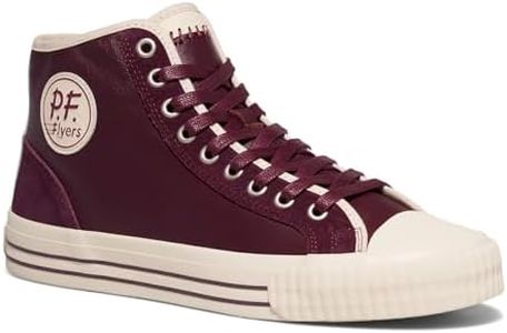 P.F. Flyers Center Burgundy High Top Sneakers for Men and Women, Retro Leather and Suede Shoes, Unisex