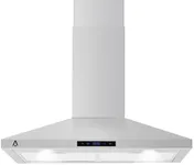 30’ Wall Mount Range Hood, Stainless Steel Kitchen Range Hood 265 CFM Ducted/Ductless Convertible,with Touch Control, 3 Inhalation Speeds, LED Light - Ideal Kitchen Hood