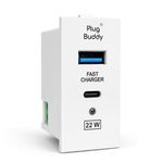 Plug Buddy - 22W Fast Charger Socket Module with USB Type C & USB A Port | Fast Charging Wall Socket | Modular USB Charging Socket for Home, Office & Hotel