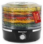 Elite Gourmet Food Dehydrator, 5 BPA-Free Stackable Trays for Jerky Herbs Fruit Veggies Snacks, Black