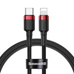 Baseus Type C to IP Charging Cable - 18W PD C to iOS Data Cable for Tablet (Cafule Series - 1 Meter, Red-Black)