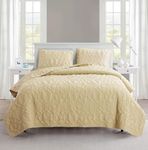 VCNY Home Super Soft Reversible Bedding Set with Matching Shams, Seasons, Microfiber, Shore Tan, Queen