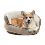 Best Friends by Sheri Pet Throne Round Dog Bed - Orthopedic Cat, Dog, Puppy Sherpa Cuddler for Small & Medium Pets with High Walls for Security & Comfort, Machine Washable (Jumbo Size in Wheat)