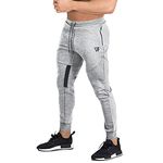 BROKIG Mens Vertex Gym Joggers Sweatpants Tracksuit Jogging Bottoms Running Trousers with Pockets(Light Grey,S)