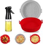 Multicolor 2 Pcs Silicone Air Fryer Liners Bsaket Air Fryer Accessories Silicone Coating Pot Basket and Oil Sprayer Bottle