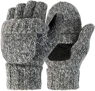 Novawo Wool Blend Knit Convertible Insulating Fingerless Gloves with Mitten Cover