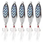 Fishing Spoons Lures, 8pcs Metal Spoon Fishing Lures with Feathered Treble Hooks 7g-40g Jigging Spoons Bait for Bass Trout Pike Walleye Saltwater Freshwater