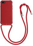 kwmobile Crossbody Case Compatible with Apple iPhone SE (2022) / iPhone SE (2020) / iPhone 8 / iPhone 7 Case - TPU Silicone Cover with Strap - Red