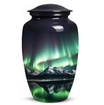 YATSKIA Large Aurora Borealis Urn for Ashes Mom & Dad - Cremation Urn for Adult Ashes Male & Female - Burial Urns for Adult Human Ashes - Funeral Decorative Urn - Human Remains Memorial Urn for Women