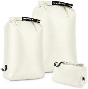 BBCREAT Travel Compression Laundry Bag, Pump-Free Vacuum Space Saver Bag for Dirty Clothes, Reusable Waterproof Wet Dry Bag, Travel Laundry Bag for Luggage, Packing, Suitcase (2 Pcs)(White, M + L)