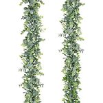 Lvydec 2 Pack Artificial Eucalyptus Garland, Fake Eucalyptus Greenery Garland Backdrop Arch Wall Decor, 6 Feet/Strand Fake Hanging Plant for Table Festival Party Decoration