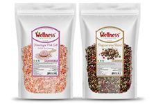 Wellness Rainbow Peppercorn Blend 12 oz (340g) with Himalayan Salt 2lb (907g) - Colorful Whole Peppercorns & Unrefined Mineral-Rich Salt for Elevated Flavor in Cooking & Grilling