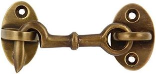 A29 Cabin Hook, 2 3/4 inches Brass Latch, Hook and Eye Latch for Door, Cabin Door Gate Latches, Window Sash Catch Hook Latch Barn Door Locks and Latches, Antique Brass Finish