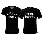 Hangout Hub Boy's & Girl's Round Neck T-Shirt Little Brother Big Sister (Black;Little Brother-4-6Yrs;Big Sister-10-12Yrs ;) Pack of 2 Kids Sibling Family T-Shirts