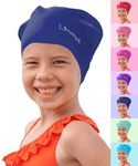 Limmys Kids Long Hair Swimming Cap - 100% Silicone Kids Swim Caps for Boys and Girls - Premium Quality, Stretchable and Comfortable Swimming Hats Kids- Available in Different Attractive Colours (Blue)