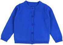 GSVIBK Girls Cardigan Long Sleeve Crewneck Cardigans Solid Knit Button Sweater Cardigan Baby Girl 5-6Y Royal 6112