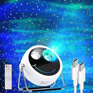Brizled Star Projector Galaxy Light, USB C White Starry Projector Works with PD Power Supply, Bluetooth Speaker and White Noise Aurora Projector Light, LED Galaxy Projector for Bedroom Home Party
