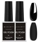 Makartt Black Gel Nail Polish - 2Pcs*15ML Gel Polish Kit Shellac Nail Polish Pure Colors Soak Off UV/LED Gel Nail Polish for Manicure Salon Home DIY Nail Art Design