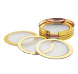 Sunlife - Orbit Gold Foil Tea Coaster - Plastic 6 pcs Coaster with Stand, Circular Table Coaster for Tea Cups, Coffee Mugs, Beer Cans, Bar Tumblers & Water Glasses