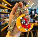 AEROSTARK Tom and Jerry Keychain | Couple Keychain for Girls | Anime cartoon Merch Keychain | Cute Bag Charms | Birthday Gift for girls | Car Bike | Kids return gifts (Sleeping Red Tom on Moon 1Pc)