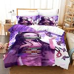 PTNQAZ New Anime Demon Slayer Duvet Cover Set Nezuko Kamado Bedding Set For Girls Gift Kids Bedclothes Bed Linen (Double,1)