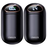 CRISLEX Electric Hand Warmers Rechargeable 2 Pack, 4 Levels Fast Heat, Reusable Hand Warmers with LED Display, Portable Magnetic Pocket Heater, Gifts for Christmas, Men, (Mini-Black)