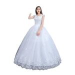 GOWNLINK Full Stitched With Layers Christian Wedding Catholic Wedding White Ball Floor Length Gown Women With Extra Sleeves (Glyc23) India