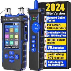 NOYAFA NF-8508 Network Cable Tester with Optical Power Meter VFL, RJ11 RJ45/PoE Tester/CAT5 CAT6/length Measurement, Telephone line Trace Meter with Headset, Network Tools